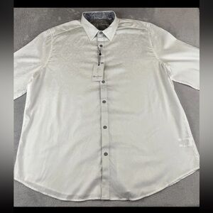 Robert Graham mens long sleeve white button up dress shirt size 3XL